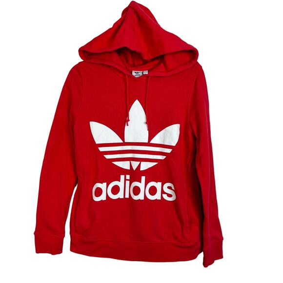 Adidas Tops - Adidas Women’s Coral Colored Logo Pullover Hoodie Sweatshirt Size Small Cotton